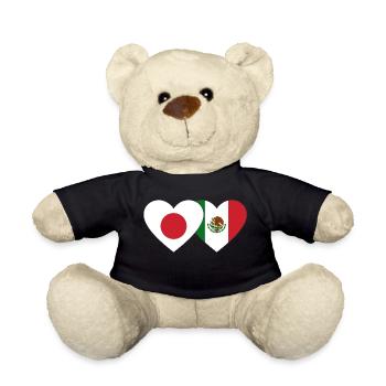 Japan Mexiko Flagge Herz - Teddy - Schwarz - Vorne