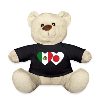 Mexiko Japan Flagge Herz - Teddy - Schwarz - Vorne