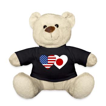USA Japan Flag Heart - Teddy Bear - black - Front
