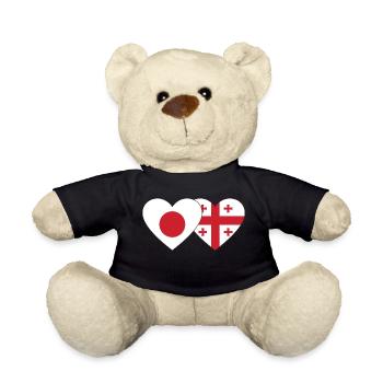 Japan Georgia Flag Heart - Teddy Bear - black - Front