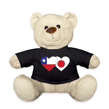 Chile Japan Flagge Herz - Teddy - Schwarz - Vorne