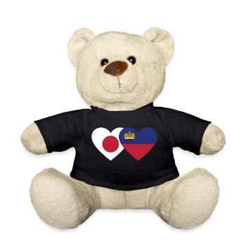 Japan Liechtenstein Flagge Herz - Teddy - Schwarz - Vorne