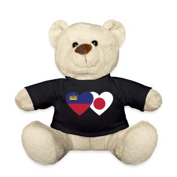 Liechtenstein Japon Drapeau Coeur - Nounours - noir - Devant