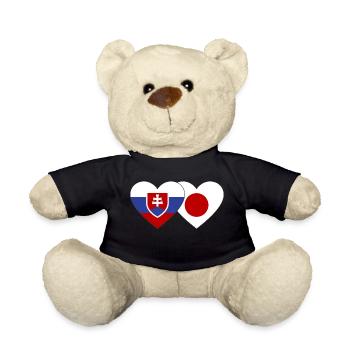 Slowakei Japan Flagge Herz - Teddy - Schwarz - Vorne