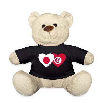 Japan Tunesien Flagge Herz - Teddy - Schwarz - Vorne