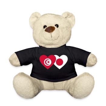 Tunesien Japan Flagge Herz - Teddy - Schwarz - Vorne