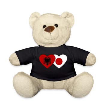 Albanien Japan Flagge Herz - Teddy - Schwarz - Vorne