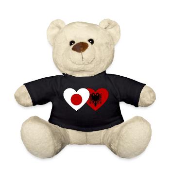 Japan Albanien Flagge Herz - Teddy - Schwarz - Vorne