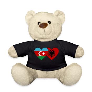 Azerbaïdjan Albanie Drapeau Coeur - Nounours - noir - Devant