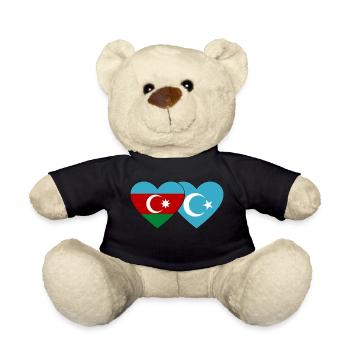 Azerbaïdjan Ouïghours Turkestan oriental Drapeau Cœur - Nounours - noir - Devant