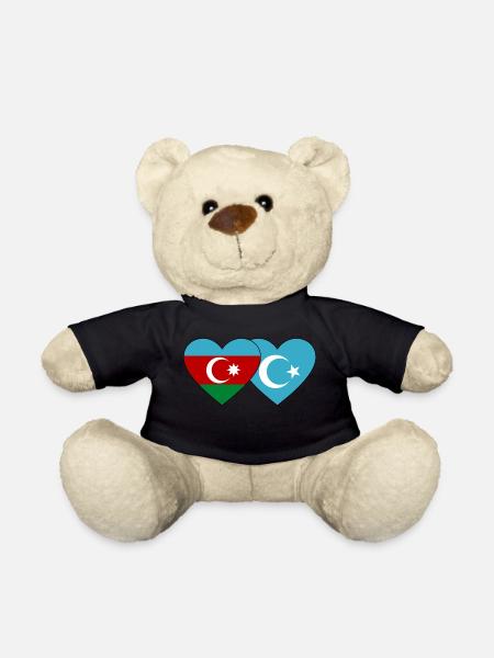 Azerbaïdjan Ouïghours Turkestan oriental Drapeau Cœur - Nounours - noir