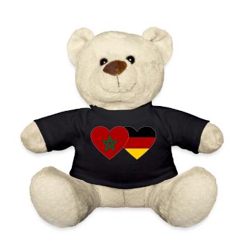 Marokko Deutschland Flagge Herz - Teddy - Schwarz - Vorne