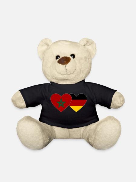 Marokko Deutschland Flagge Herz - Teddy - Schwarz
