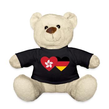Hong Kong Allemagne Flag Heart - Nounours - noir - Devant