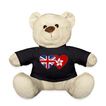England Hongkong Flagge Herz - Teddy - Schwarz - Vorne