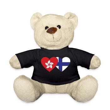 Hong Kong Finlande Flag Heart - Nounours - noir - Devant