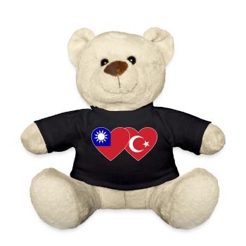 Taïwan Türkiye drapeau coeur - Nounours - noir - Devant