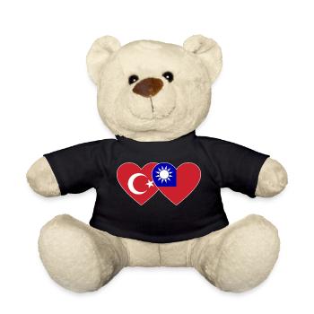Türkiye Taiwan Flag Heart - Nounours - noir - Devant