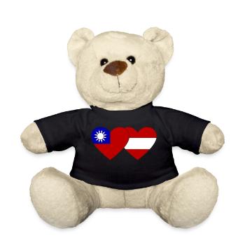 Taiwan Austria Flag Heart - Teddy Bear - black - Front