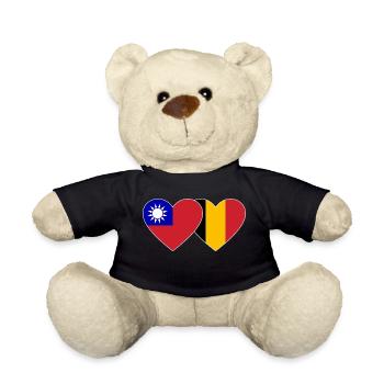 Taïwan Belgique Flag Heart - Nounours - noir - Devant