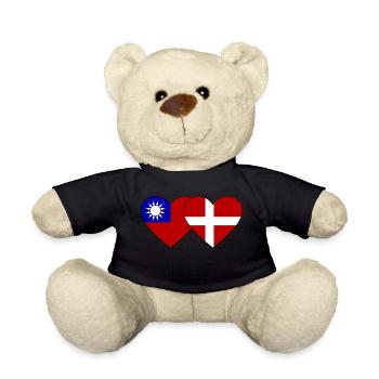 Taiwan Danemark Flag Heart - Nounours - noir - Devant