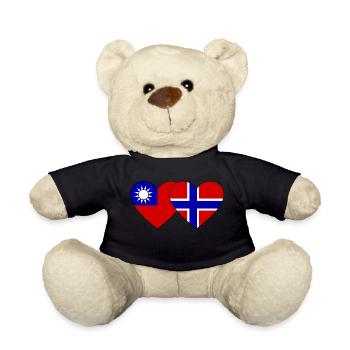 Taïwan Norvège Flag Heart - Nounours - noir - Devant