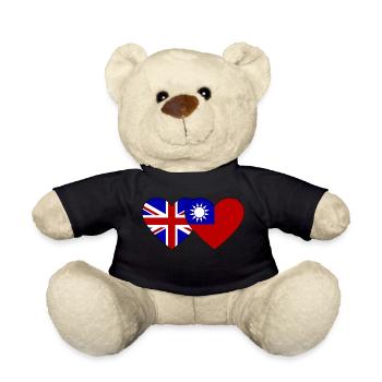 England Taiwan Flagge Herz - Teddy - Schwarz - Vorne