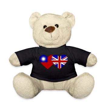 Taiwan England Flagge Herz - Teddy - Schwarz - Vorne
