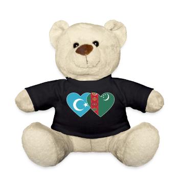 Uighurs Turkmenistan Flag Heart - Teddy Bear - black - Front