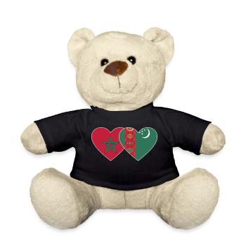 Morocco Turkmenistan Flag Heart - Teddy Bear - black - Front