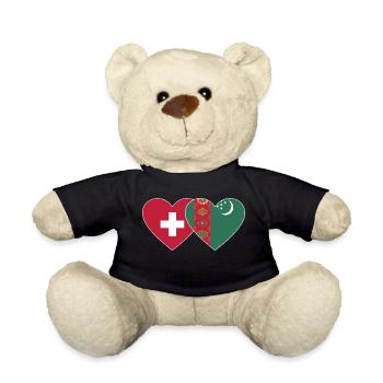Switzerland Turkmenistan Flag Heart - Teddy Bear - black - Front