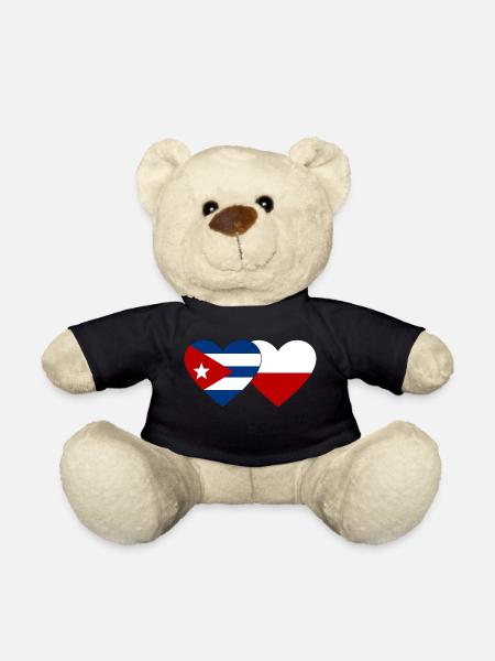 Cuba Pologne Flag Coeur - Nounours - noir