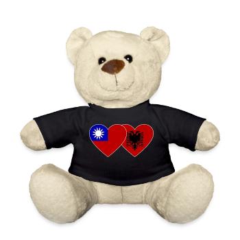 Taiwan Albanien Flagge Herz - Teddy - Schwarz - Vorne