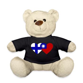 Finnland Taiwan Flagge Herz - Teddy - Schwarz - Vorne