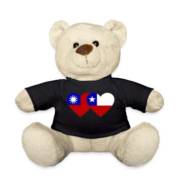 Taiwan Chile Flag Heart - Teddy Bear - black - Front