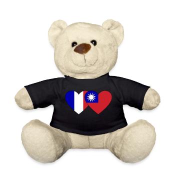 Frankreich Taiwan Flagge Herz - Teddy - Schwarz - Vorne