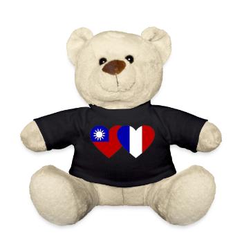 Taiwan Franreich Flagge Herz - Teddy - Schwarz - Vorne