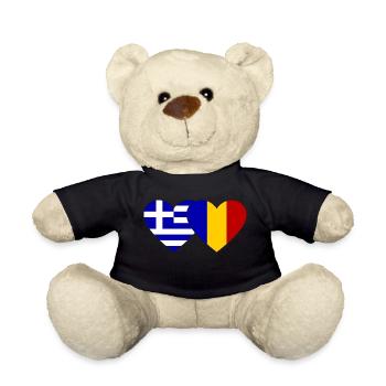 Greece Romania Flag Heart - Teddy Bear - black - Front