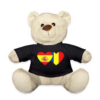 Spain Romania Flag Heart - Teddy Bear - black - Front