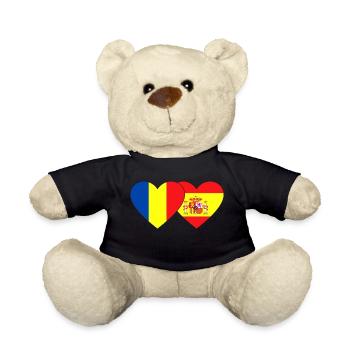 Rumänien Spanien Flagge Herz - Teddy - Schwarz - Vorne
