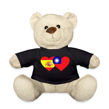 Spanien Taiwan Flagge Herz - Teddy - Schwarz - Vorne
