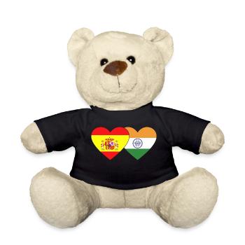 Spanien Indien Flagge Herz - Teddy - Schwarz - Vorne
