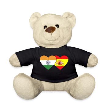 India Spain Flag Heart - Teddy Bear - black - Front
