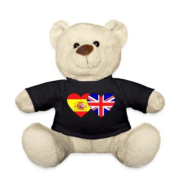 Spanien England Flagge Herz - Teddy - Schwarz - Vorne