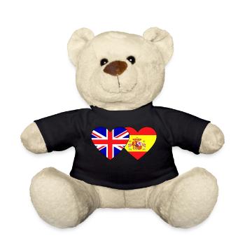 England Spain Flag Heart - Teddy Bear - black - Front