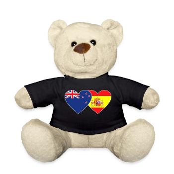 Neuseeland Spanien Flagge Herz - Teddy - Schwarz - Vorne