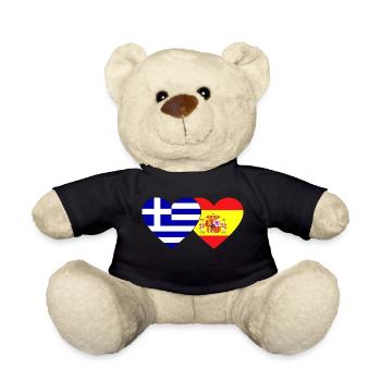 Greece Spain Flag Heart - Teddy Bear - black - Front