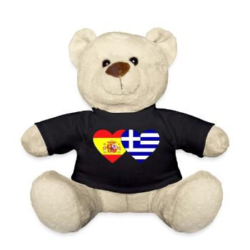 Spain Greece Flag Heart - Teddy Bear - black - Front
