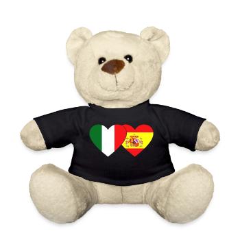 Italie Espagne Flag Coeur - Nounours - noir - Devant