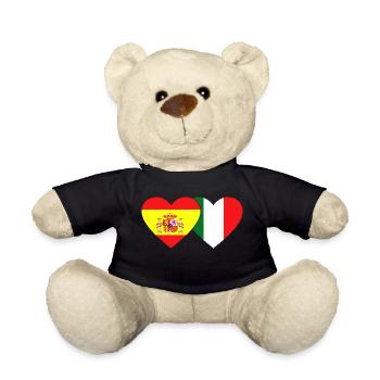Spain Italy Flag Heart - Teddy Bear - black - Front